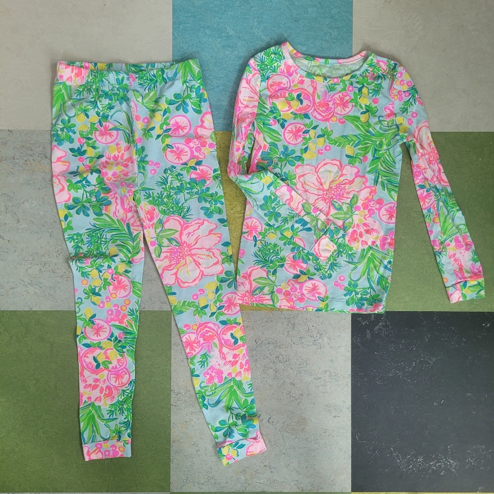 Lilly Pulitzer Sammy Snug Fit Pajama PJ Set Fruity Flamingo